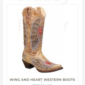 Wing and Heart Western Boot, Women’s 8, Corral Vintage 🪽 ❤️ Leather